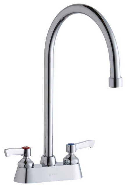 Elkay 8" Gooseneck Spout Double Handle Deck Mount Commercial Faucet ...