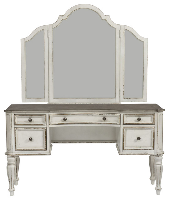 Liberty Magnolia Manor Vanity Desk and Mirror, Antique White
