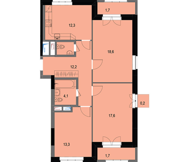 Дизайн-проект квартиры 80 кв.м 3 комнаты от СК Новая Москва