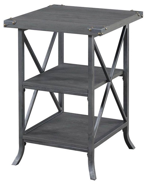 End Table in Charcoal Gray and Slate Gray Finish Industrial Side Tables And End Tables by