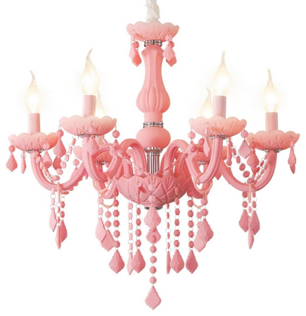 Nordic LED Pink Crystal Luxury Pendant Lamp, 18 Lights