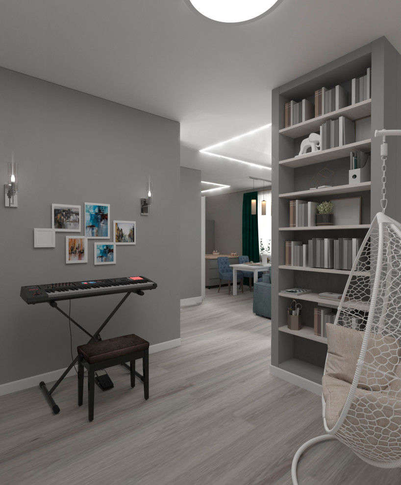 Трехкомнатная монохромная квартира для семьи с двумя дочками.