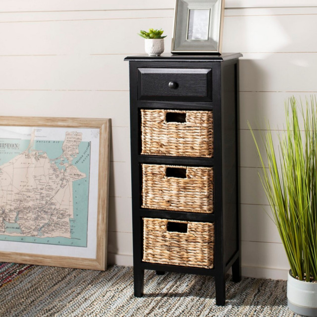 Femi Drawer Side Table Distressed Black - Transitional - Side Tables ...
