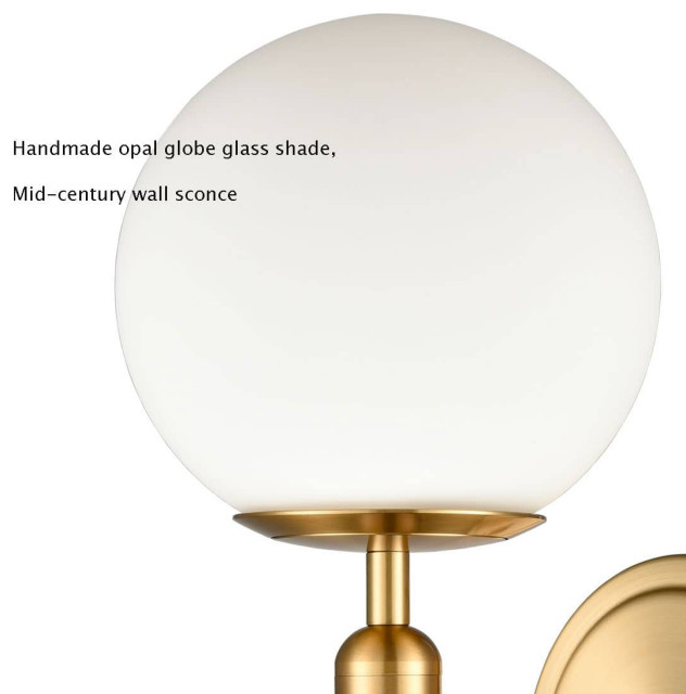 AMARTIZ Modern Wall Sconce Set of 2 Mid Century Black Gold Wall Lamp with 2 Milk Glass Shade U AMARTIZ Modern Wall Sconce Set of 2 Mid Century Black Gold Wall Lamp with 2 Milk Glass Shade U