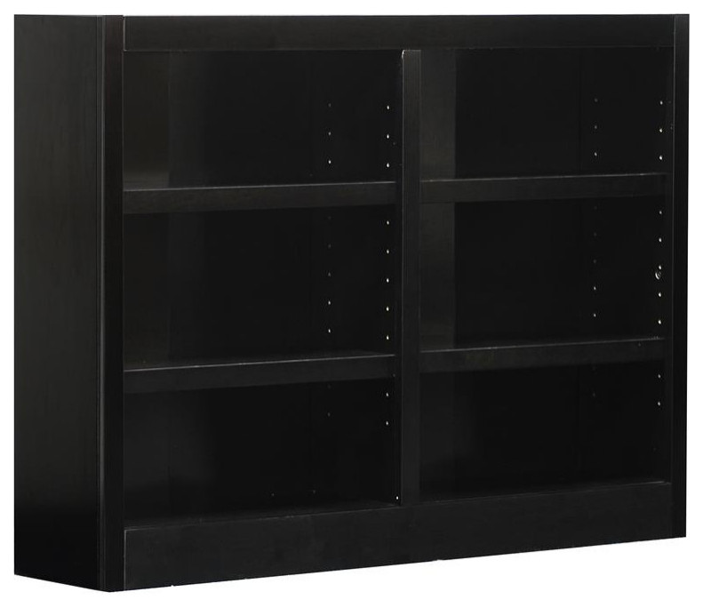 Bowery Hill Traditional 36" Tall 6-Shelf Double Wide Wood Bookcase in Espresso