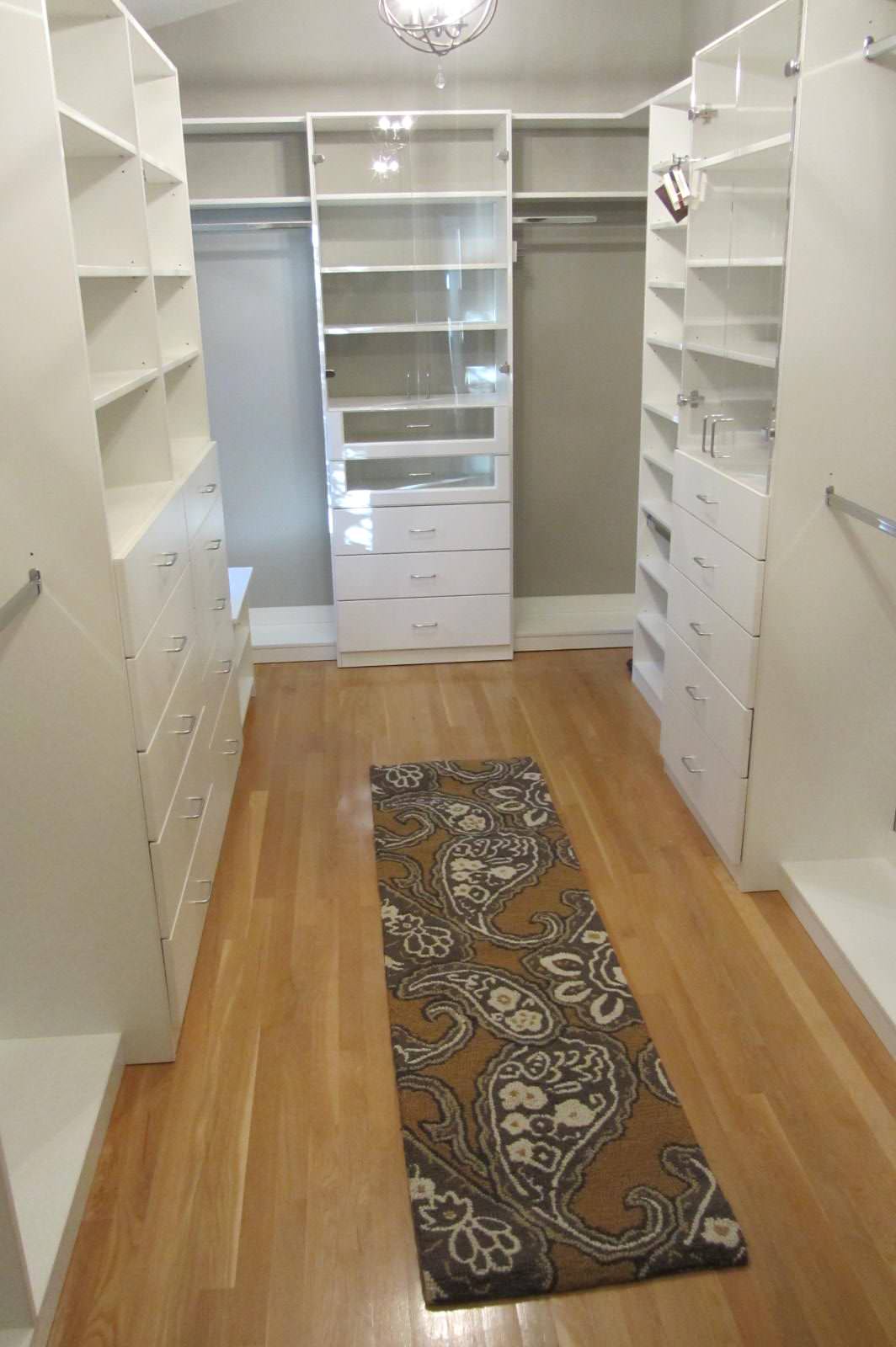 White & Lucite Walk-In Closet