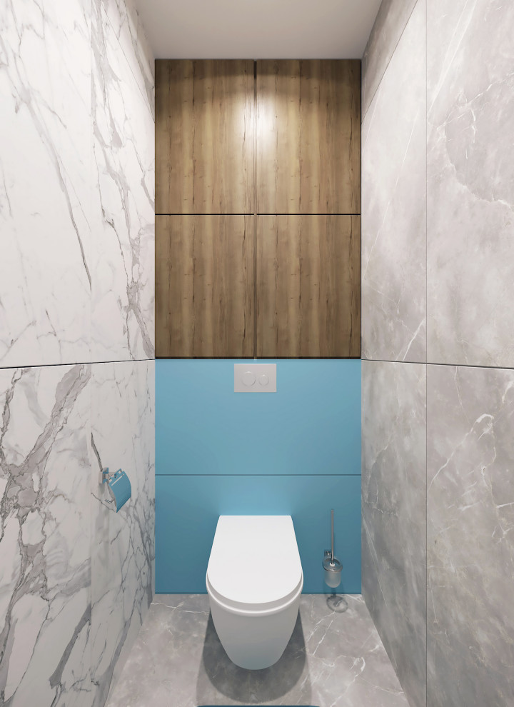 Ванна и туалет в одном стиле