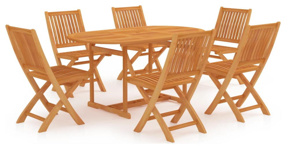 vidaXL Solid Teak Wood Patio Dining Set 5 Piece Garden Dinner