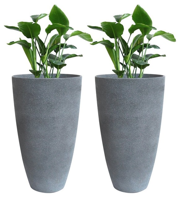 Tall Planters, Indoor/Outdoor Contemporary Outdoor Pots And