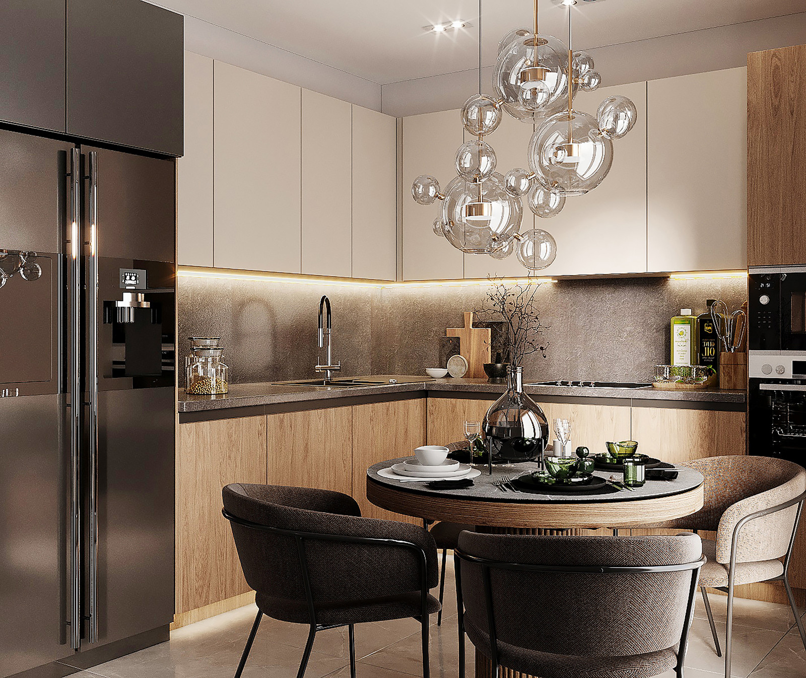 Большая кухня0гостиная в частном доме