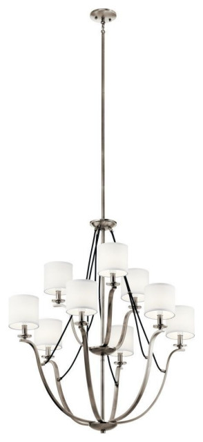 Transitional Nine Light Chandelier in Classic Pewter Finish - Chandelier