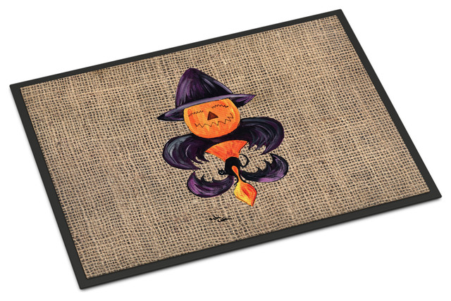 Pumpkin Bat Fleur De Lis Indoor Outdoor Mat 18 X27 Pumpkin Bat Fleur De Lis Indoor Outdoor Mat 18 X27 Contemporary Doormats By The