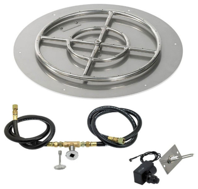 Round Gas Fire Pit Tray With Spark Ignition Kit Traditional Fire