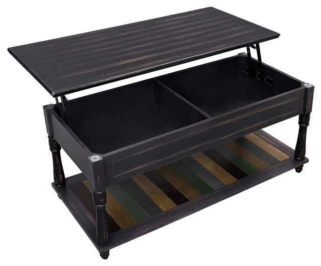 Stylish Wooden Coffee Table with Hidden Lift Up Storage and Lower Shelf ...