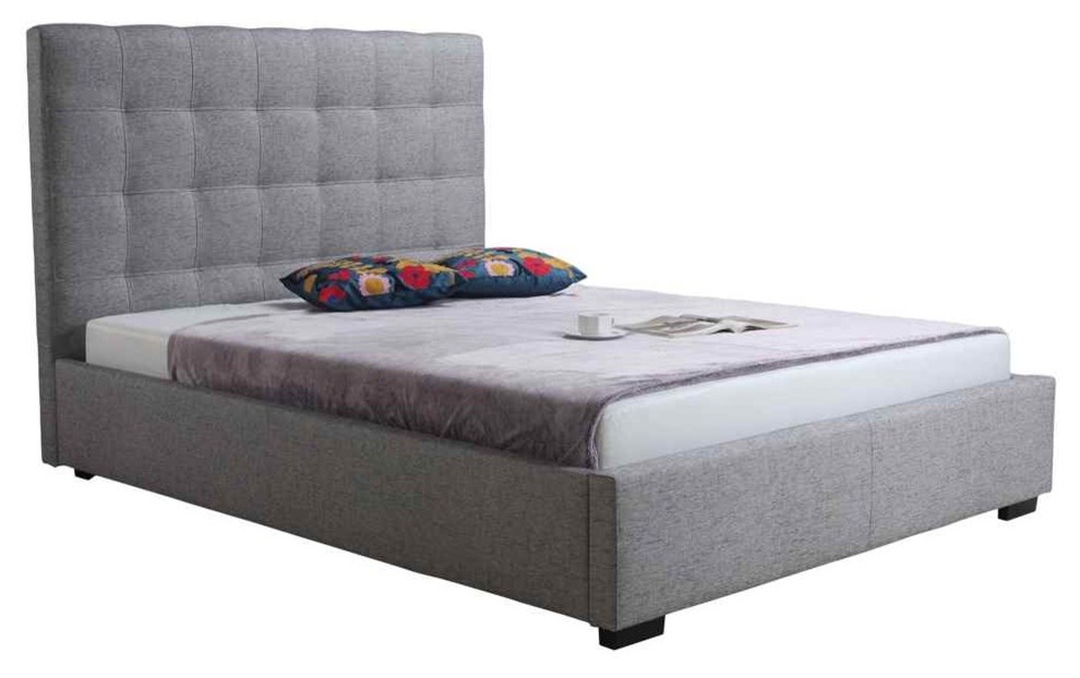 Storage Bed in Light Gray Fabric (Queen - 65 in. L x 89 in. W x 51 in