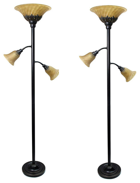 Elegant Designs LF2002-RBZ 3-Light Floor Lamp with Scalloped Glass Shades for sale online 