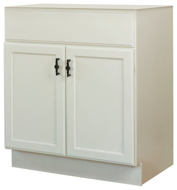 Jsi Plymouth 24" White 2Door Bathroom Single Vanity, Only Transitional Bathroom