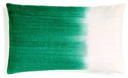 Green Ombré Dip Dye Silk Lumbar Pillow
