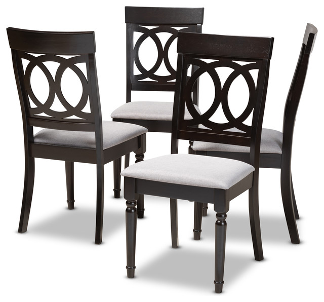 Mariel Gray Fabric Upholstered Espresso Brown Wood Dining ...
