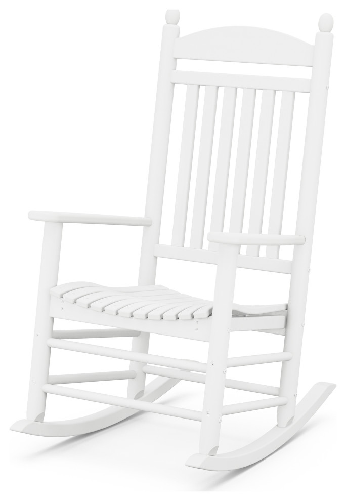 Polywood Jefferson Rocker Traditional, White Patio Rocking Chair