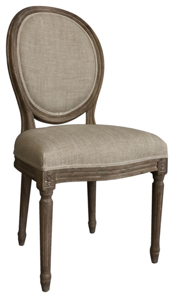 Casual Living Vintage French Round Back Upholstered Linen Dining Chairs