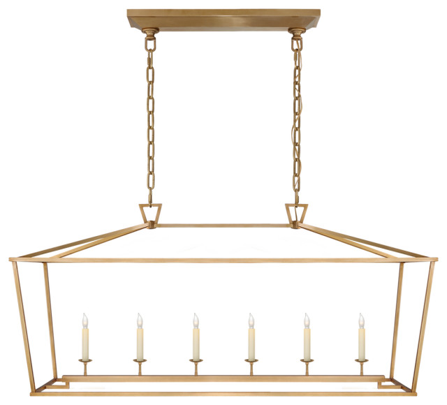 Darlana Large Linear Lantern in Polished Nickel Transitional Kitchen Island Lighting by