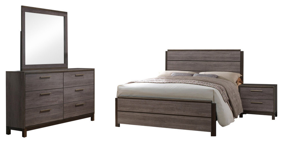 Dansville 4 Piece Bedroom Set Queen Antique Gray Wood Modern