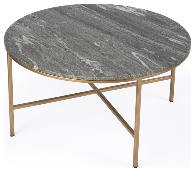 Grafton Gray Marble Round Coffee Table Contemporary Coffee Tables