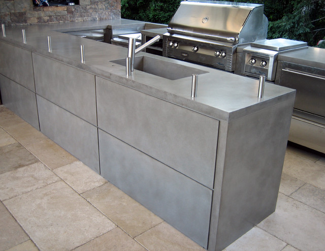 Outdoor Light Gray Wrap Concrete Kitchen Countertops