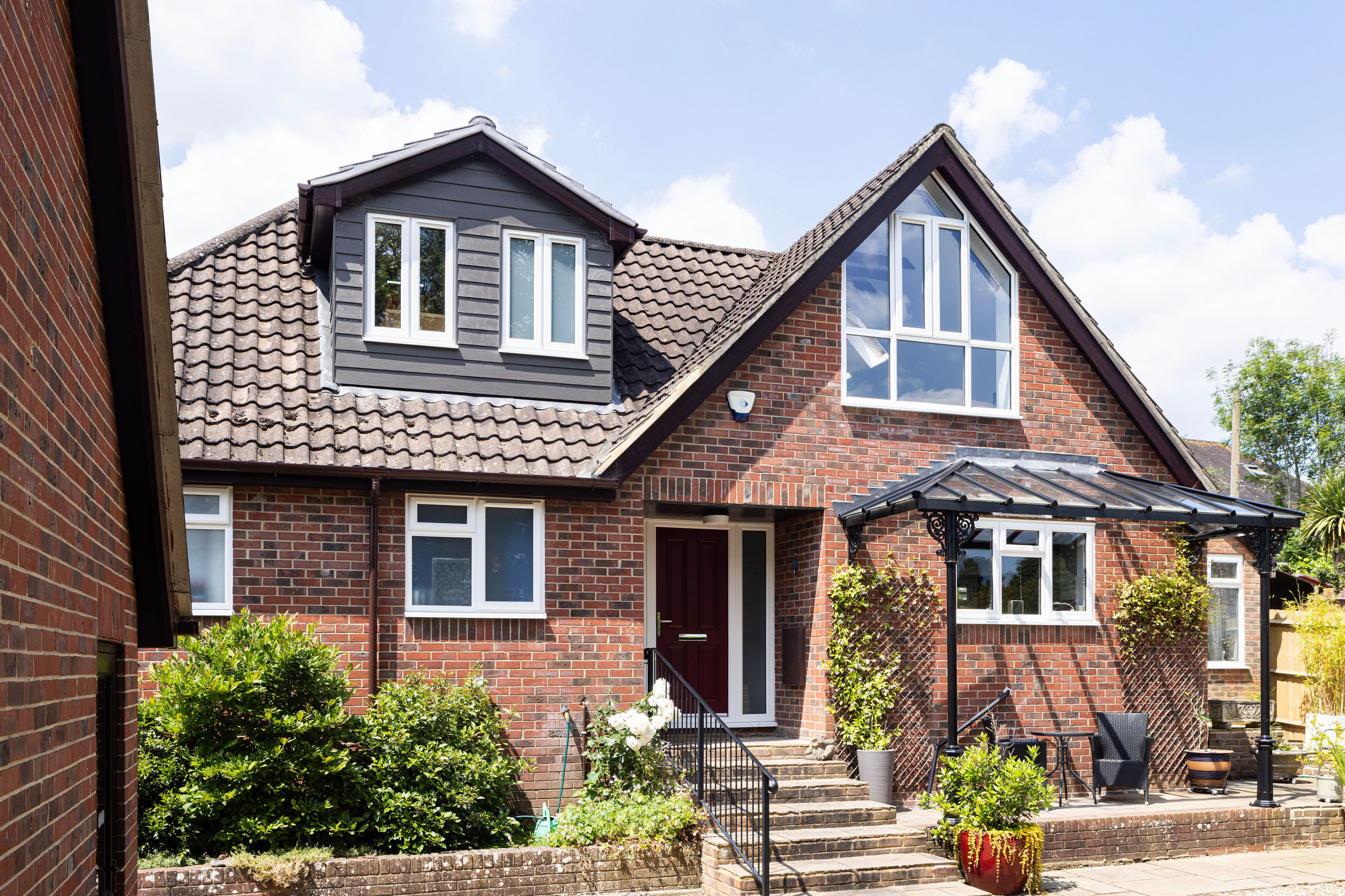 Exterior view of feature glazing and new-build dormer