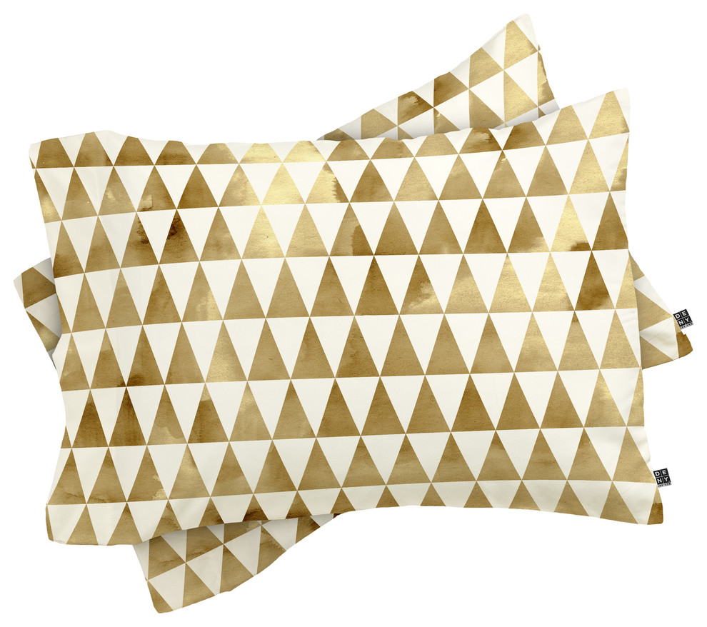 Deny Designs Georgiana Paraschiv Triangle Pattern Gold Pillow Shams King Scandinavian Pillowcases And Shams By Deny Designs