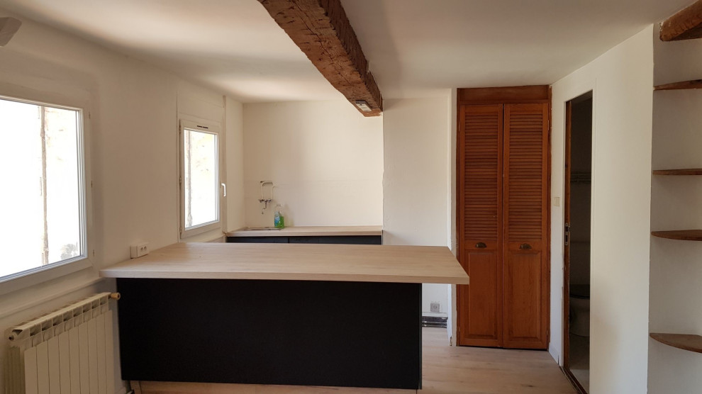 This is an example of a mid-sized scandinavian kitchen in Marseille.