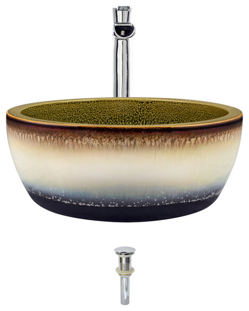 V406 Artisan Ceramic Vessel Sink Ensemble Contemporary Bathroom