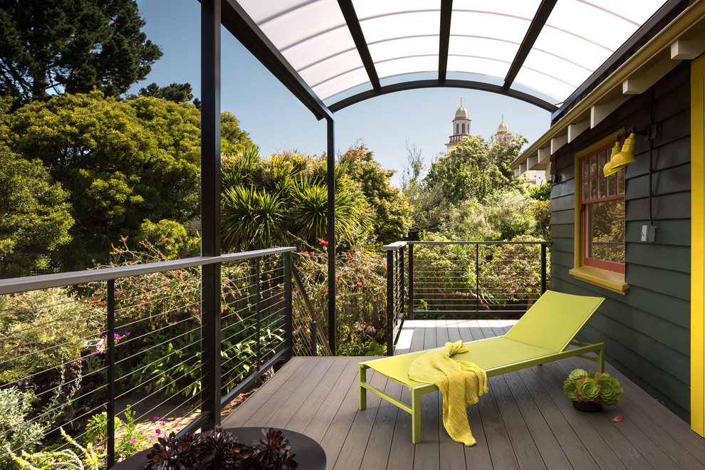 Deck - mid-sized contemporary backyard deck idea in Los Angeles with an awning