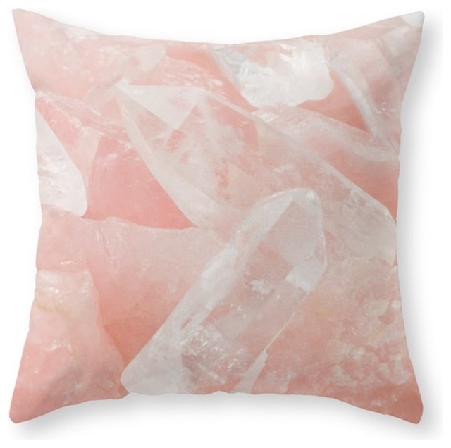 Light Pink Rose Quartz Crystals Throw Pillow Contemporary