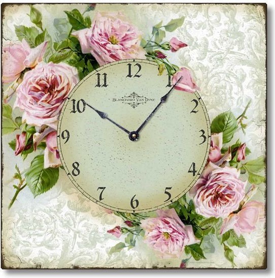 VintageStyle Pink Roses Clock Victorian Wall Clocks by Fairy