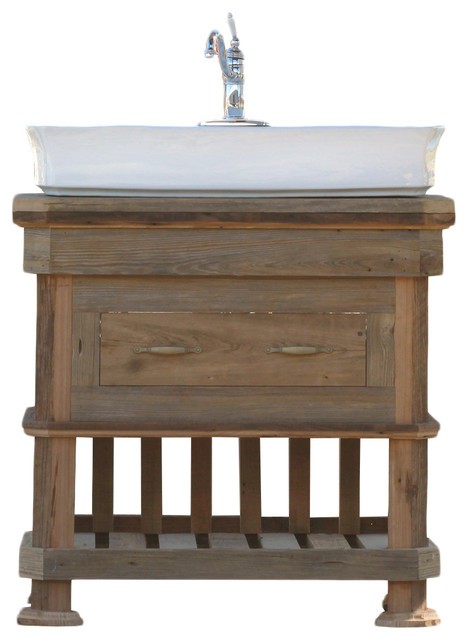 36 Artisan Reclaimed Wood Chest Barn Wood Bath Vanity Vessel Sink