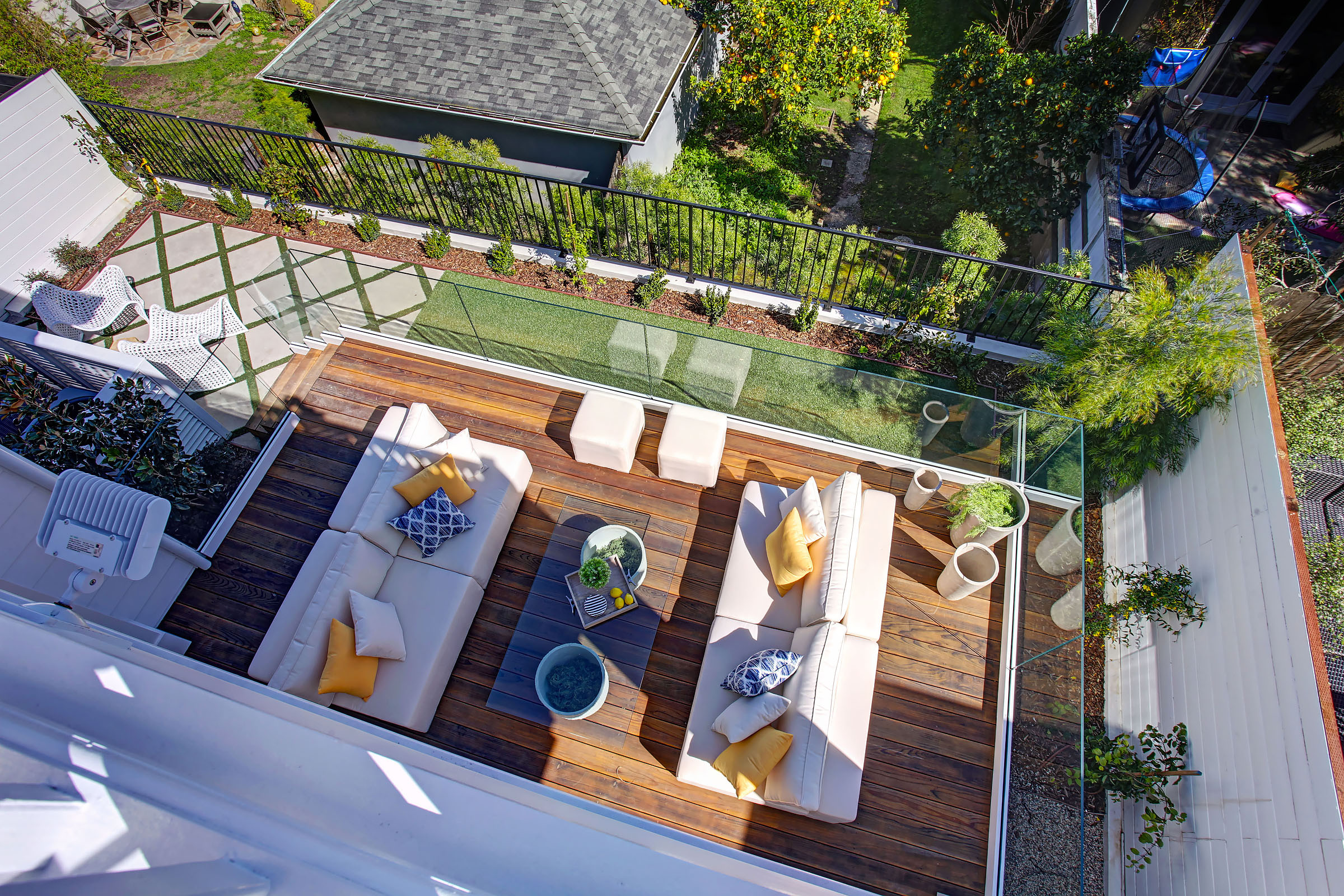 Outdoor Living Room - Meticulously Detailed Cape Cod Home in Manhattan Beach, CA
