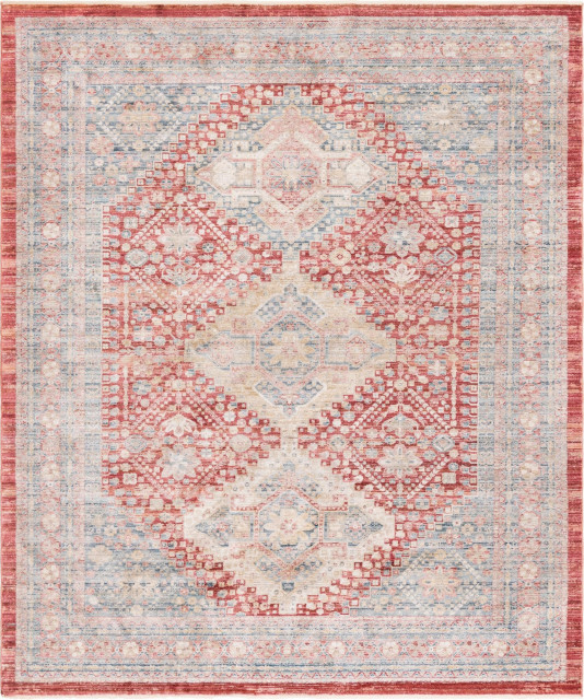 Rug Unique Loom Noble Red Rectangular 9' 0 x 12' 0 Mediterranean