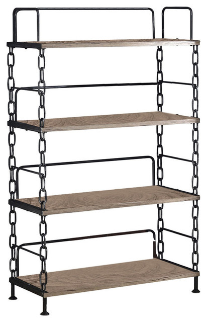 Bookshelf Rustic Oak And Antique Black Particle Board Pvc