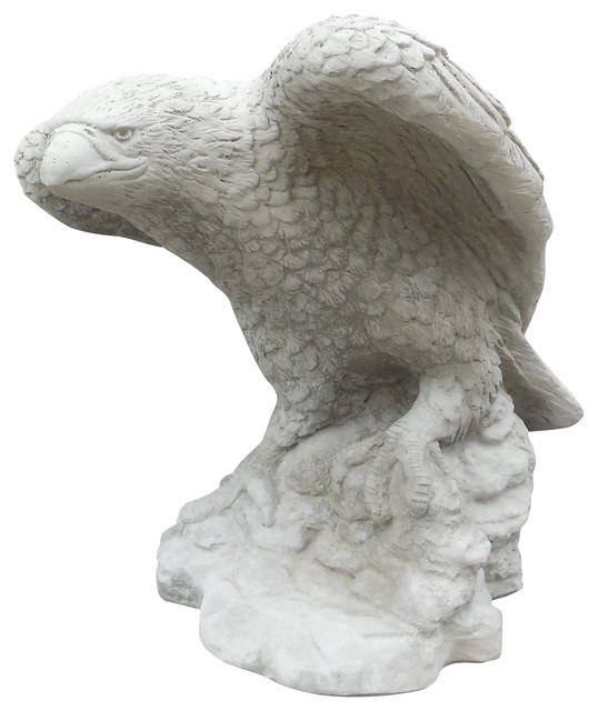 23"H Standing Concrete Eagle Statue in Hand Smooth Finish (unpainted