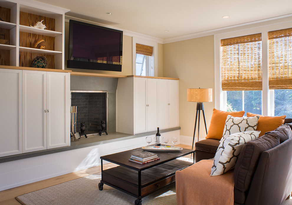 Example of a cottage home theater design in Providence