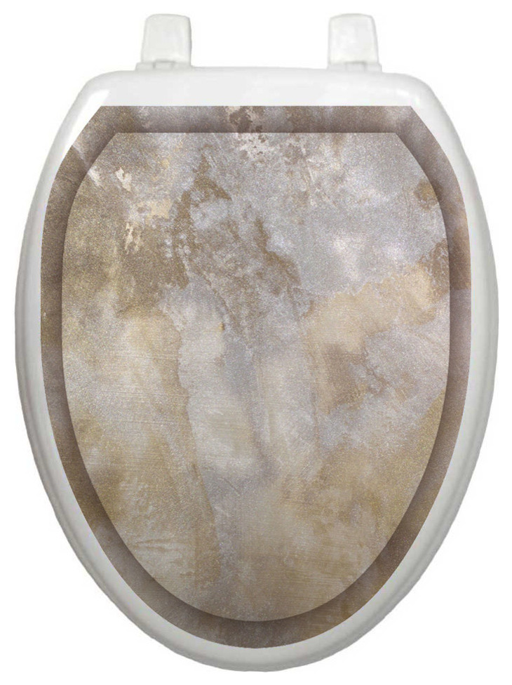 Silver Stone, Toilet Tattoos Seat Cover, Vinyl Lid Decal, Bathroom Lid