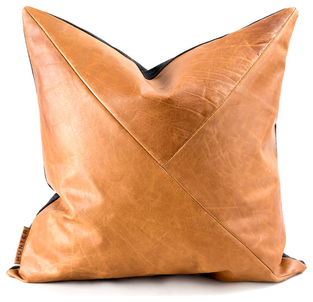 tan leather pillow