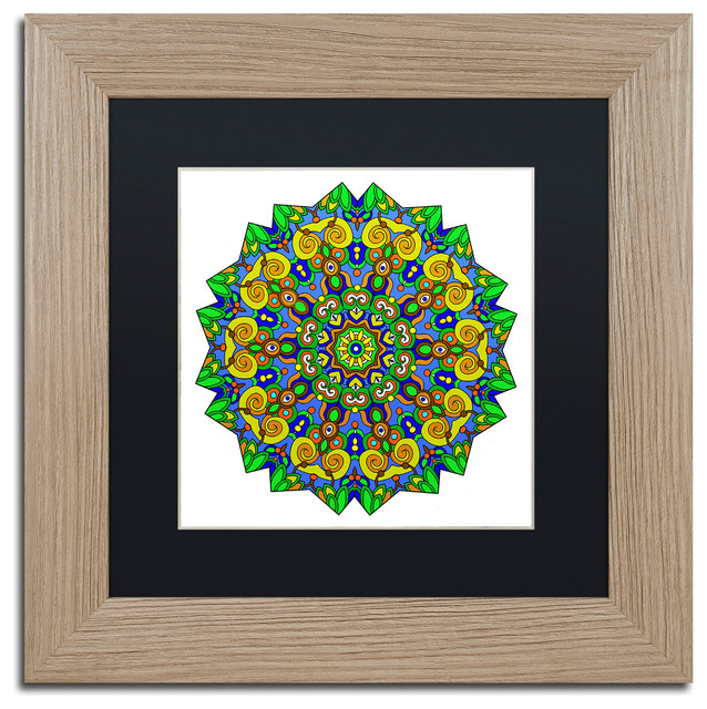 Ahrens 'Colorful Calming Mandala' Art, Birch Frame, Black Matte, 11"x11"