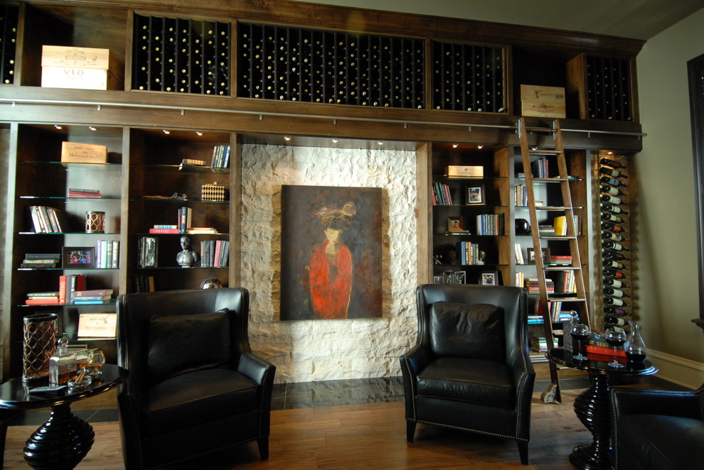 Design ideas for an eclectic wine cellar in Dallas.