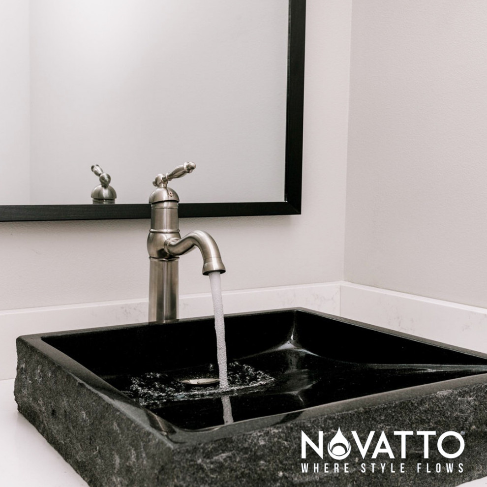 Example of a transitional 3/4 bathroom design in Omaha with a vessel sink