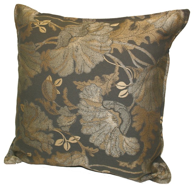 Floral Pillow, 17" Square Contemporary Decorative Pillows by