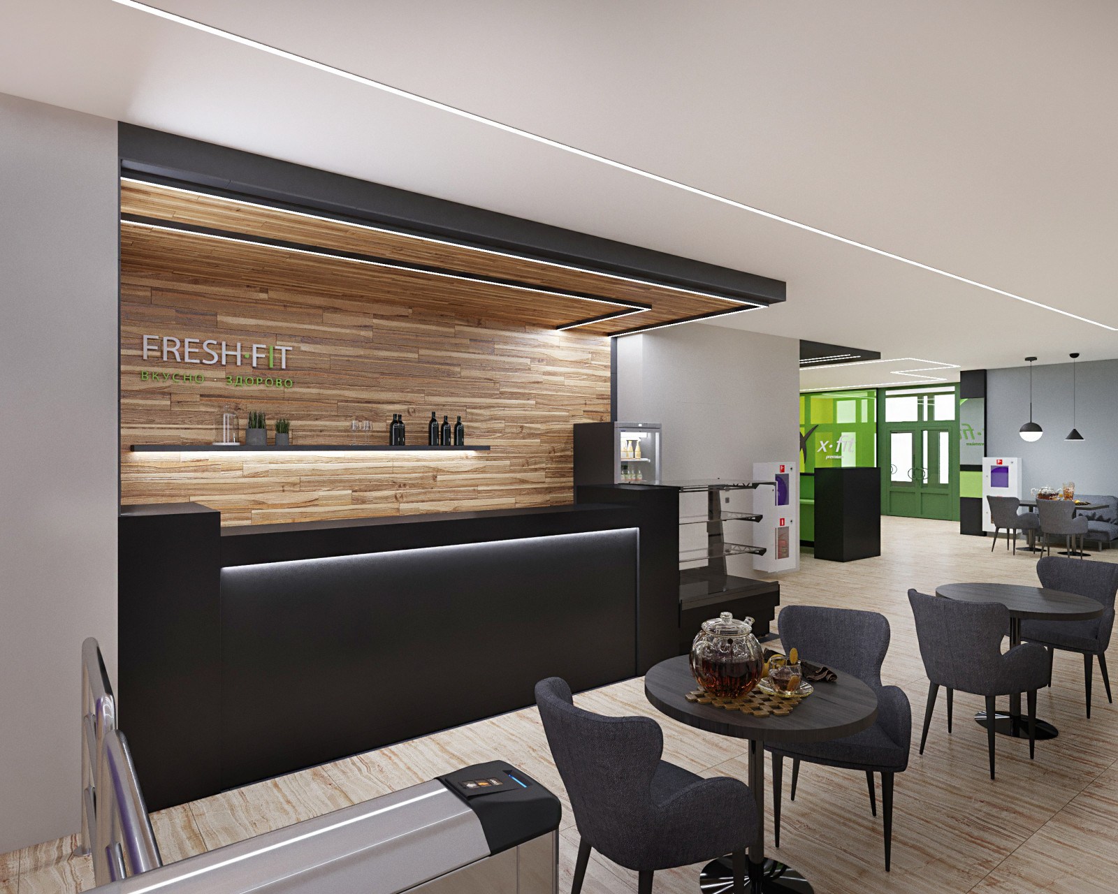 Входная группа фитнес-клуба X-FIT в Москве