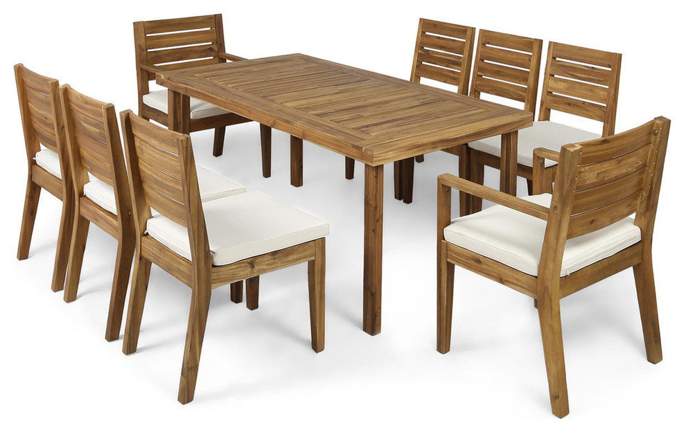 Gdf Studio Maddox Outdoor 8 Seater Acacia Wood Expandable Dining